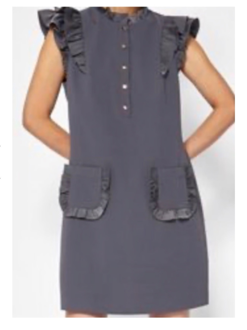 Ted Baker Mickala Ruffle Gray A-Line Tunic Dress